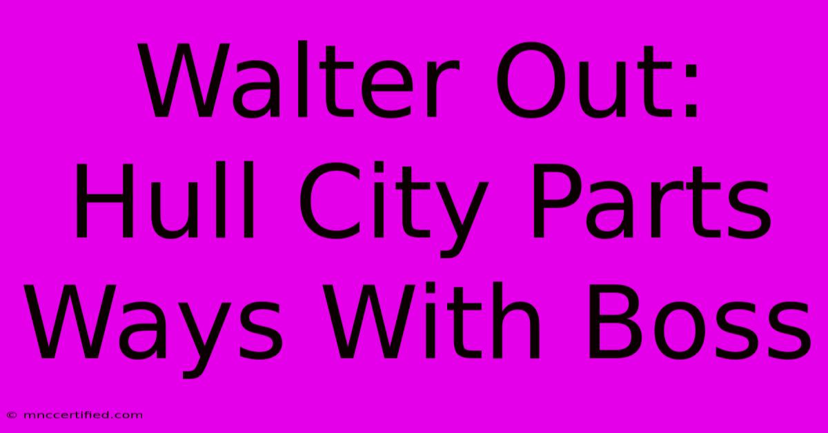 Walter Out: Hull City Parts Ways With Boss