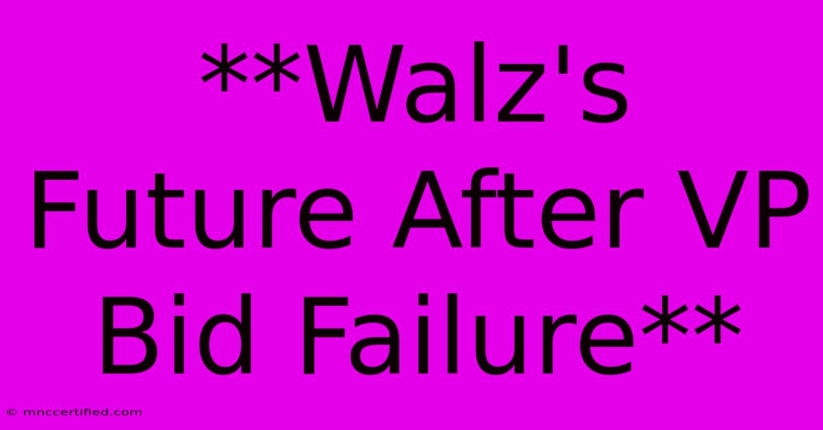 **Walz's Future After VP Bid Failure**