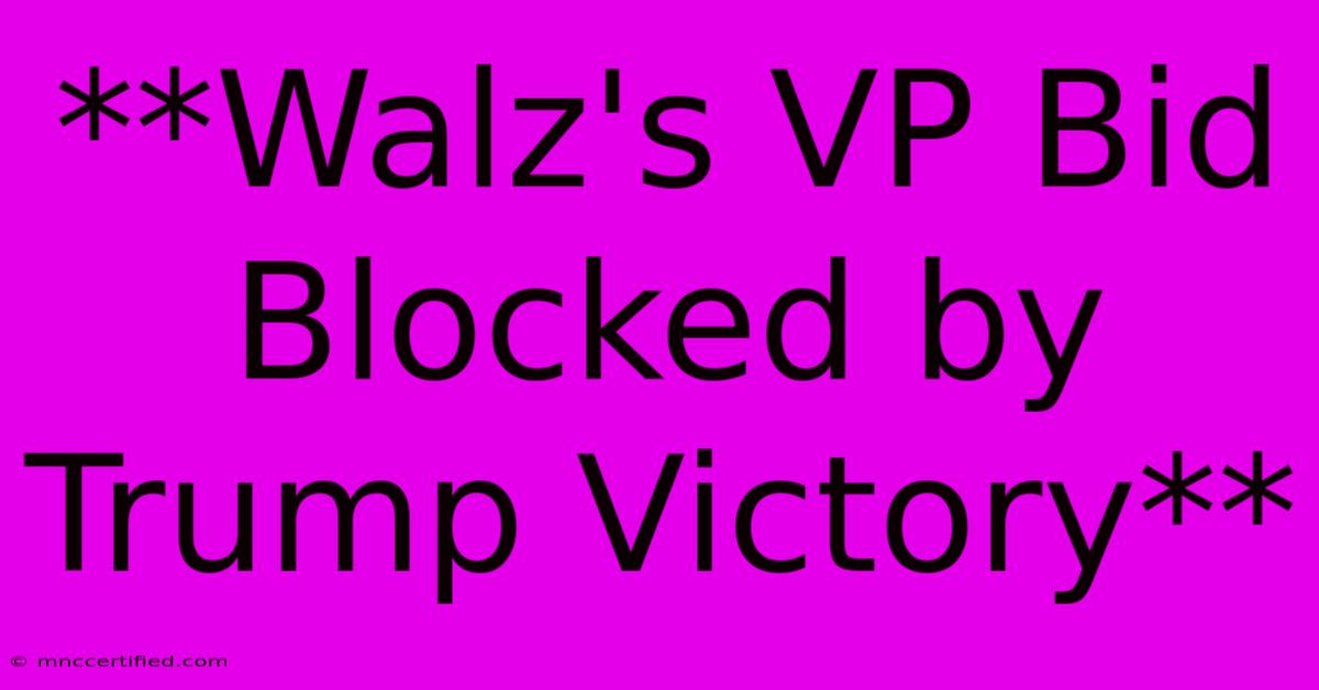 **Walz's VP Bid Blocked By Trump Victory**