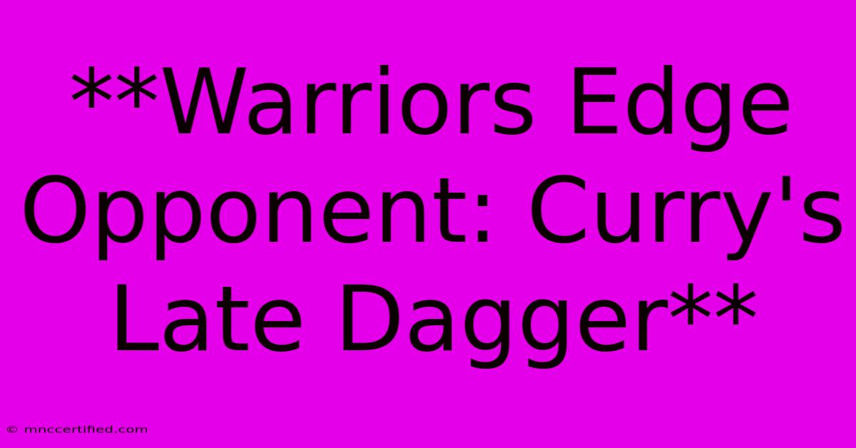 **Warriors Edge Opponent: Curry's Late Dagger** 