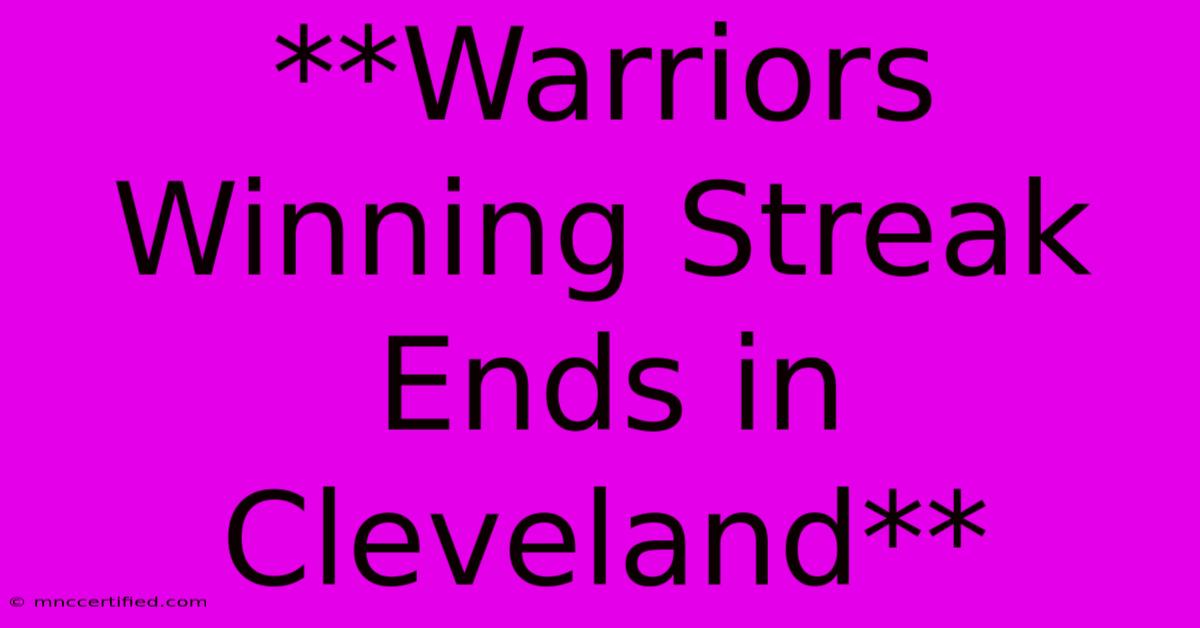 **Warriors Winning Streak Ends In Cleveland**