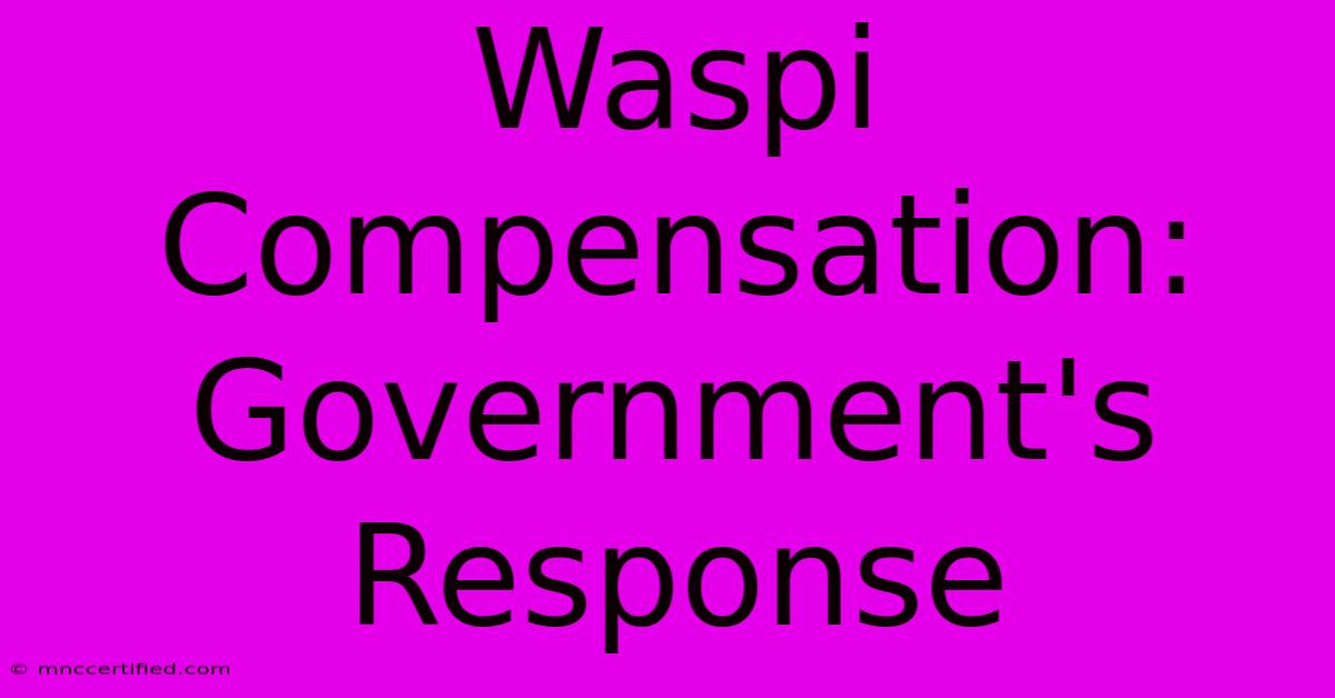 Waspi Compensation: Government's Response