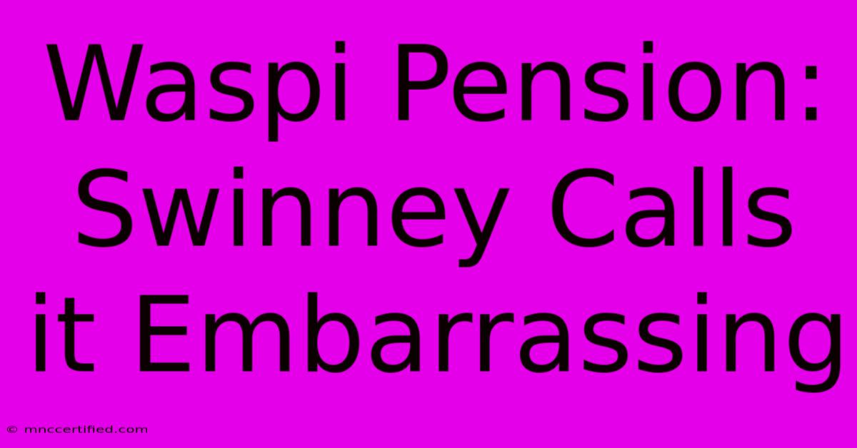 Waspi Pension: Swinney Calls It Embarrassing