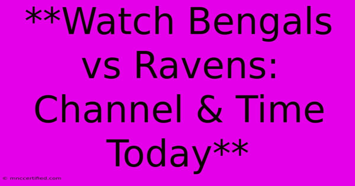 **Watch Bengals Vs Ravens: Channel & Time Today** 