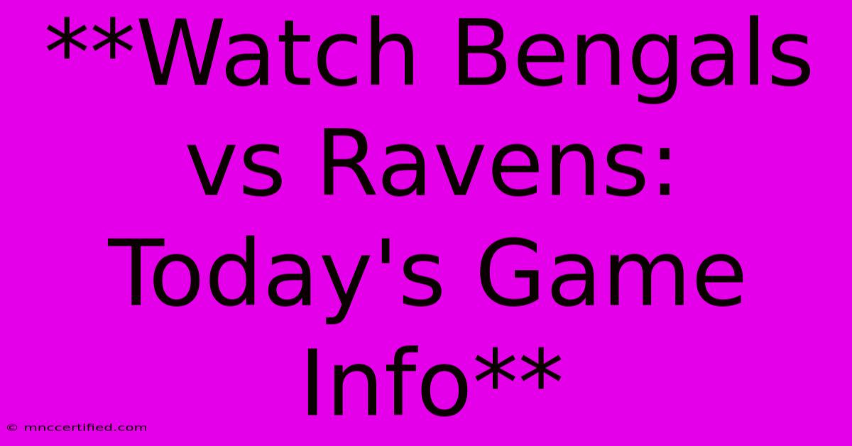 **Watch Bengals Vs Ravens: Today's Game Info**