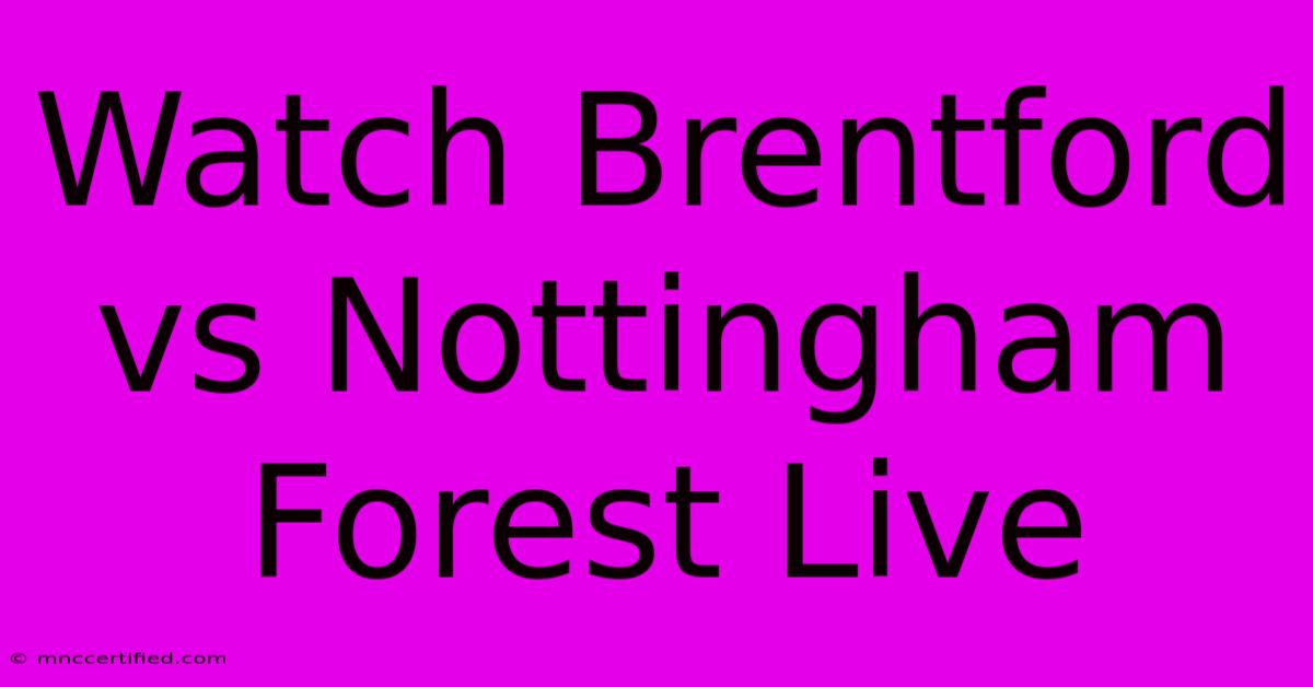 Watch Brentford Vs Nottingham Forest Live