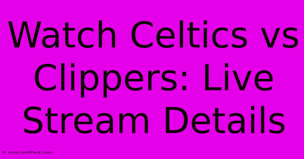 Watch Celtics Vs Clippers: Live Stream Details