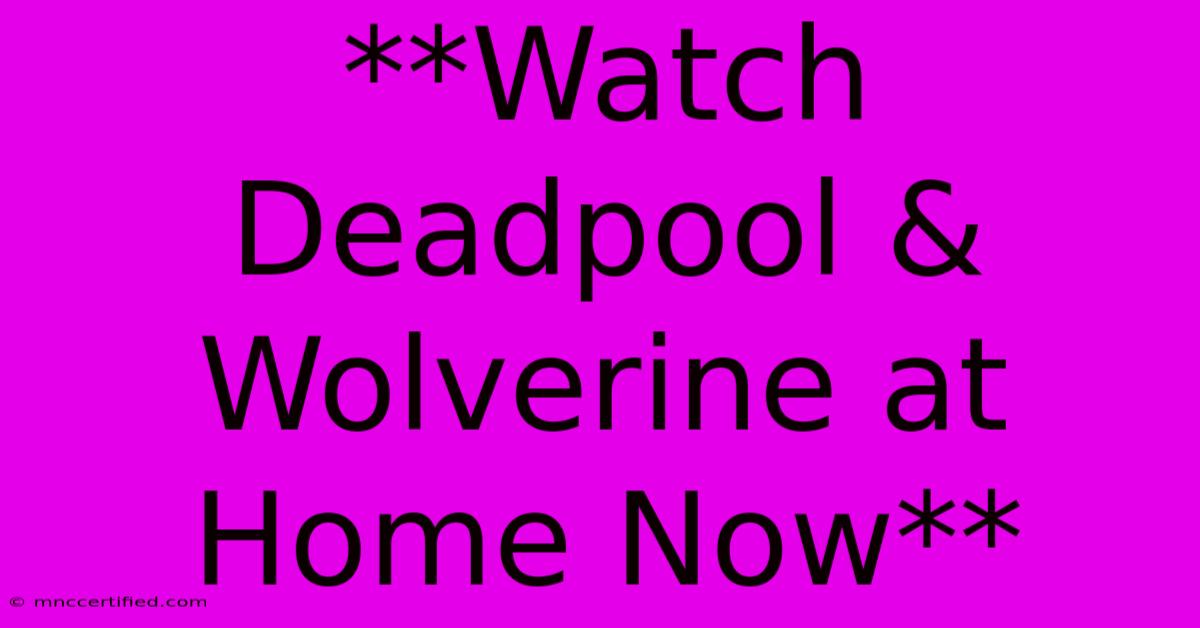 **Watch Deadpool & Wolverine At Home Now**