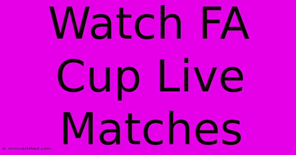 Watch FA Cup Live Matches