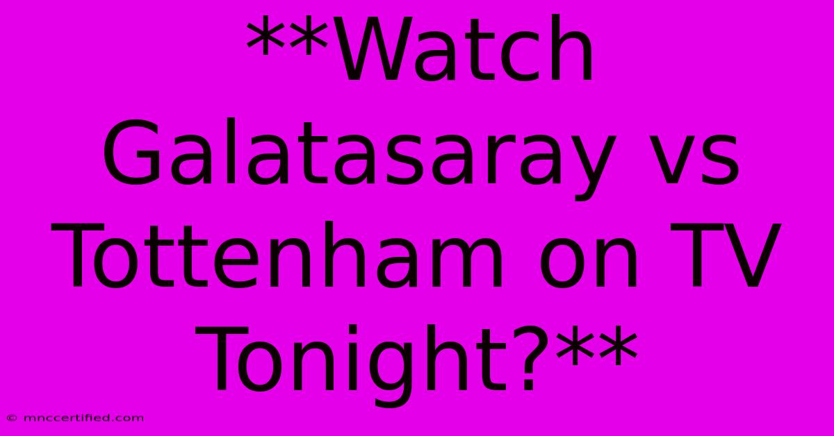 **Watch Galatasaray Vs Tottenham On TV Tonight?**