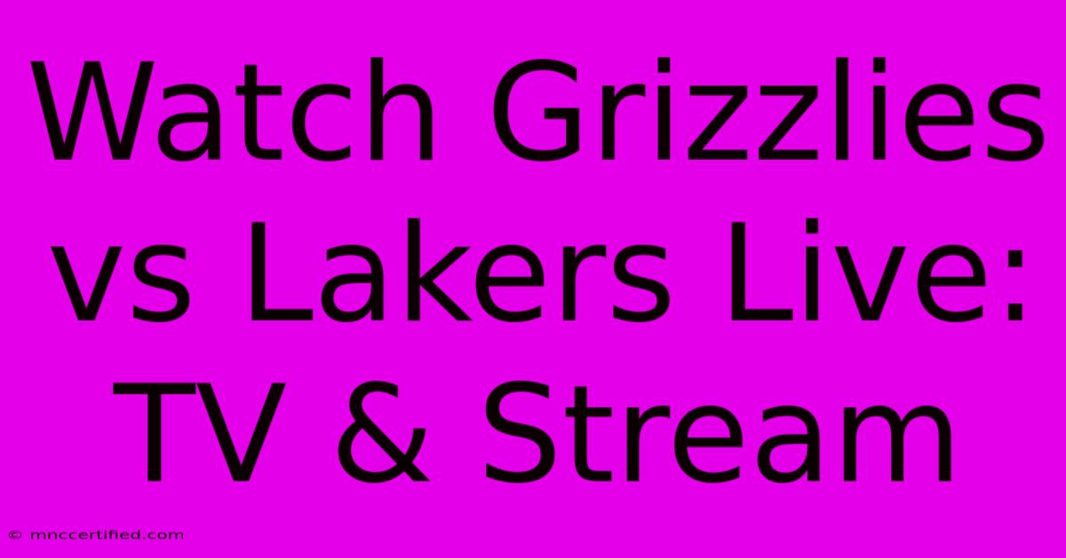 Watch Grizzlies Vs Lakers Live: TV & Stream