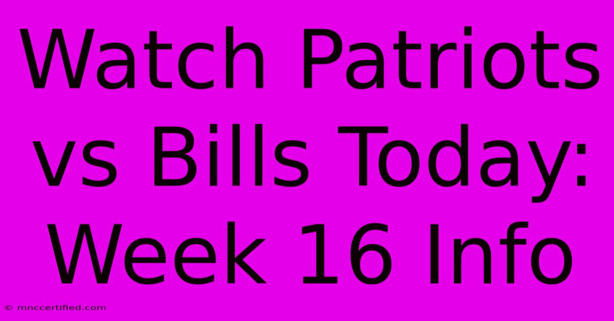 Watch Patriots Vs Bills Today: Week 16 Info