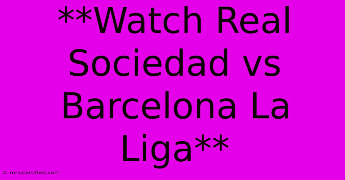 **Watch Real Sociedad Vs Barcelona La Liga**