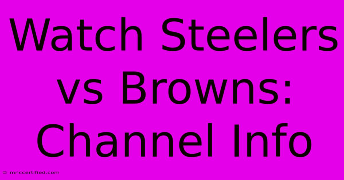 Watch Steelers Vs Browns: Channel Info