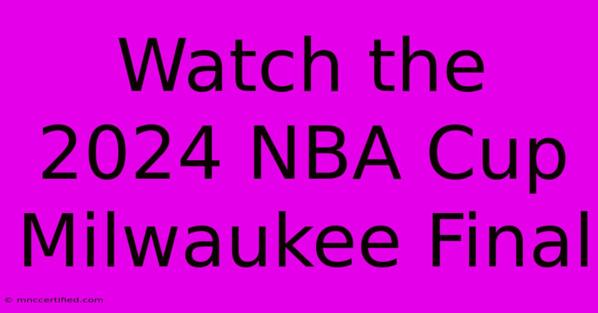 Watch The 2024 NBA Cup Milwaukee Final