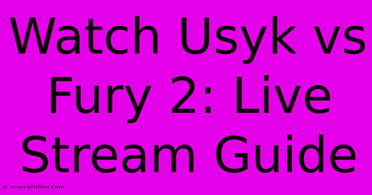 Watch Usyk Vs Fury 2: Live Stream Guide