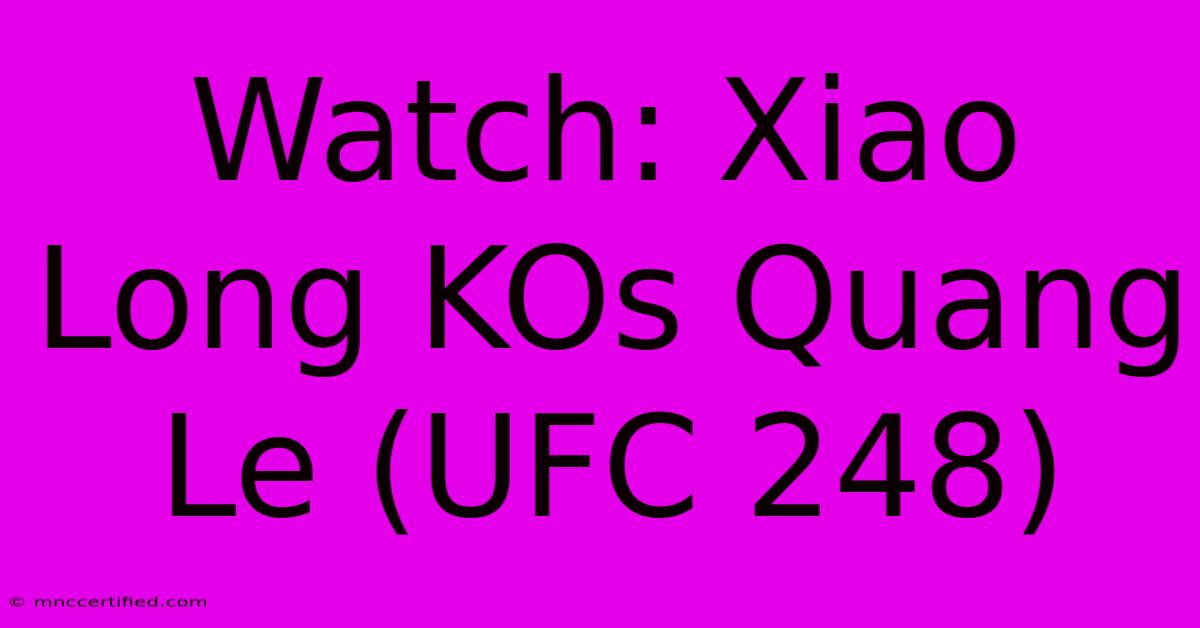 Watch: Xiao Long KOs Quang Le (UFC 248)