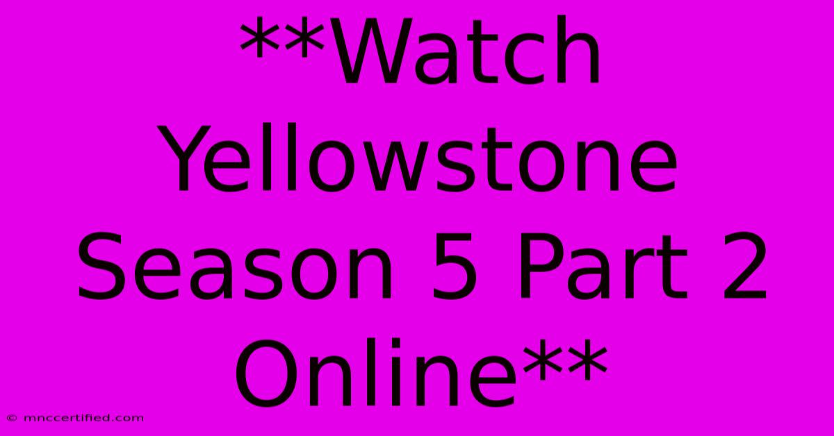 **Watch Yellowstone Season 5 Part 2 Online**