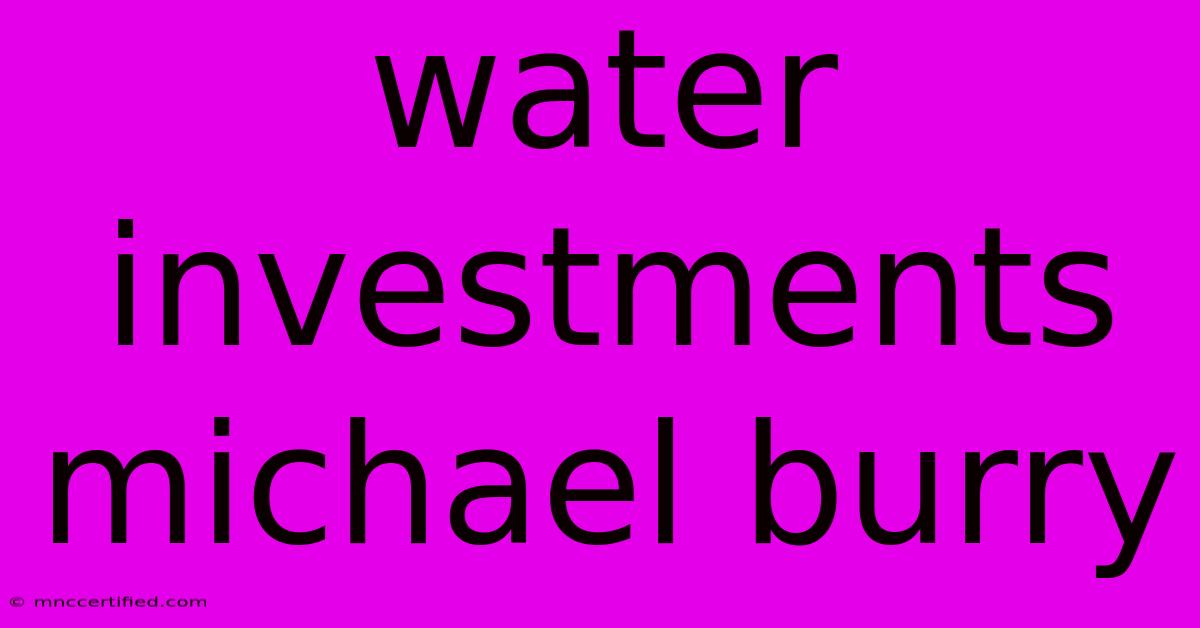 Water Investments Michael Burry