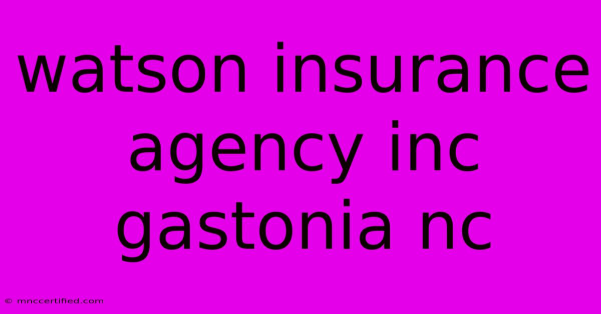 Watson Insurance Agency Inc Gastonia Nc