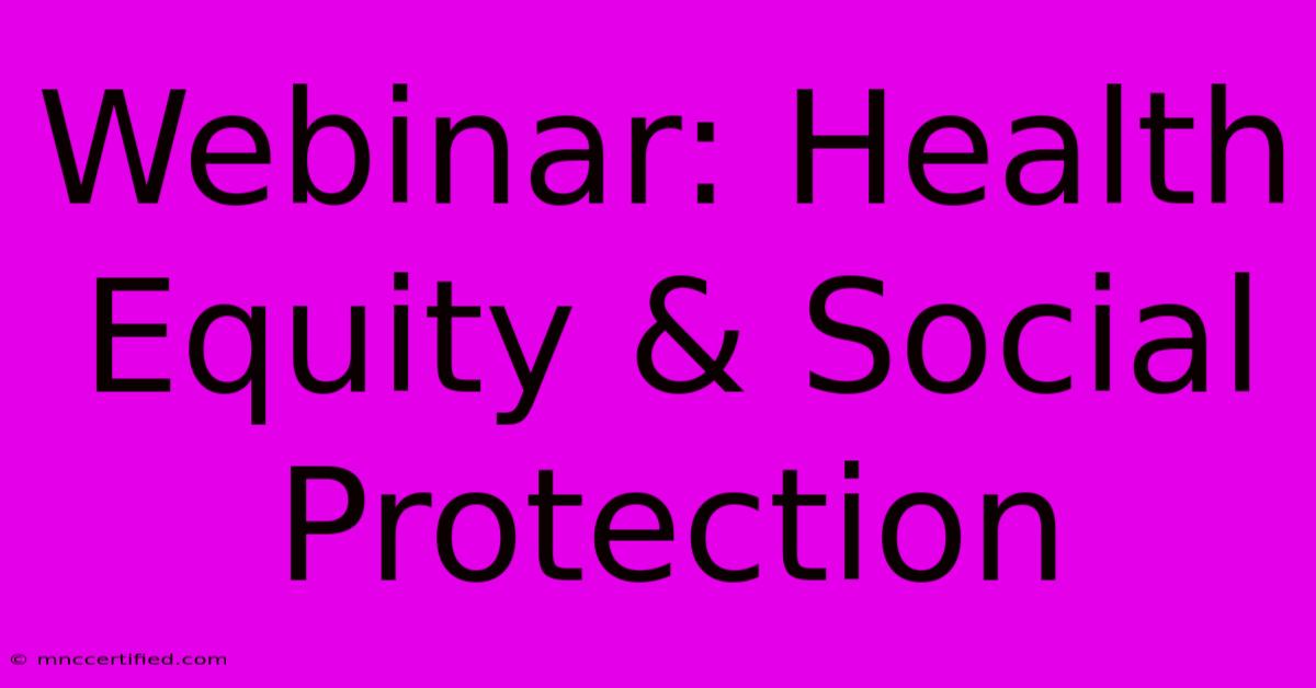 Webinar: Health Equity & Social Protection