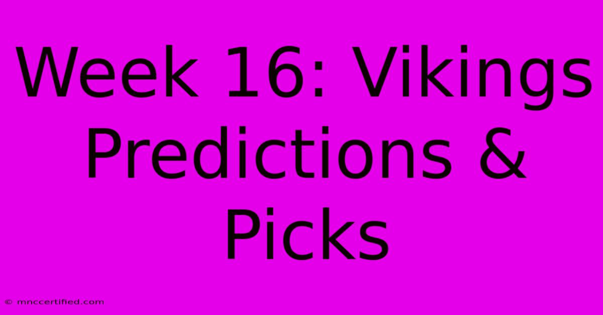 Week 16: Vikings Predictions & Picks