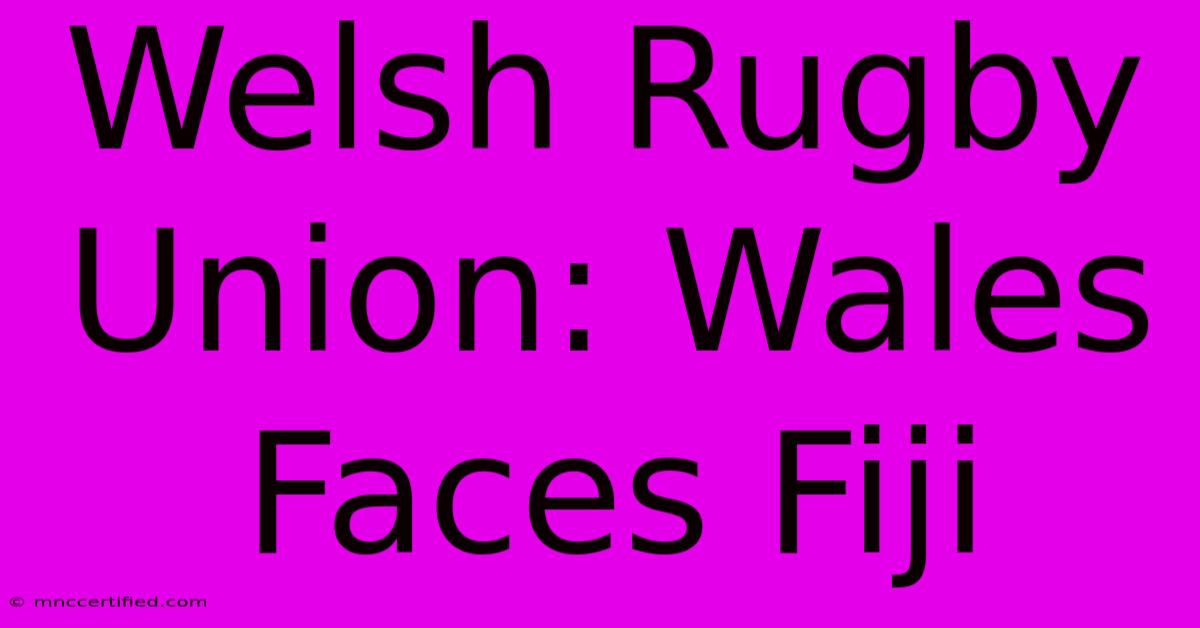 Welsh Rugby Union: Wales Faces Fiji