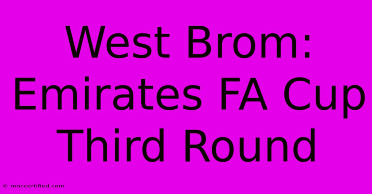 West Brom: Emirates FA Cup Third Round