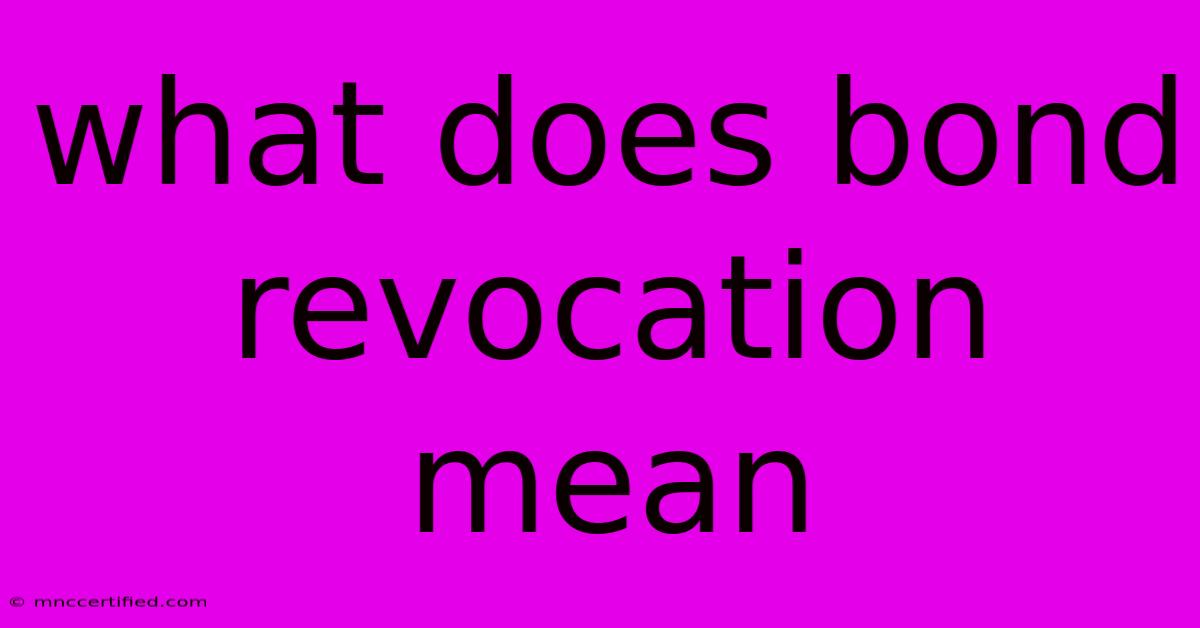 What Does Bond Revocation Mean