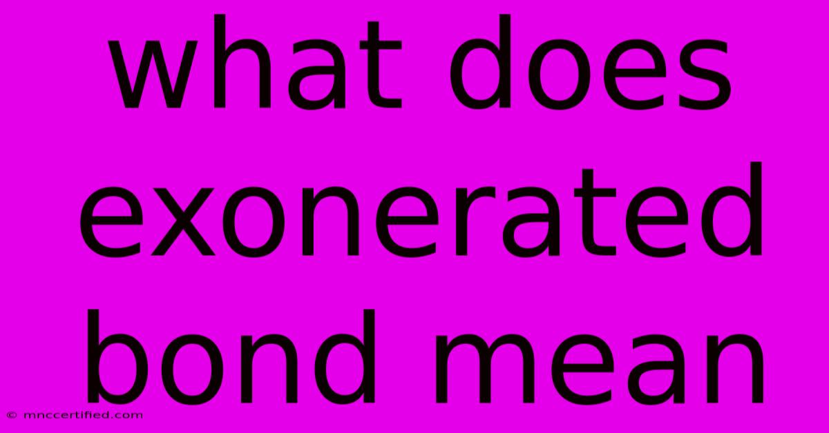 What Does Exonerated Bond Mean