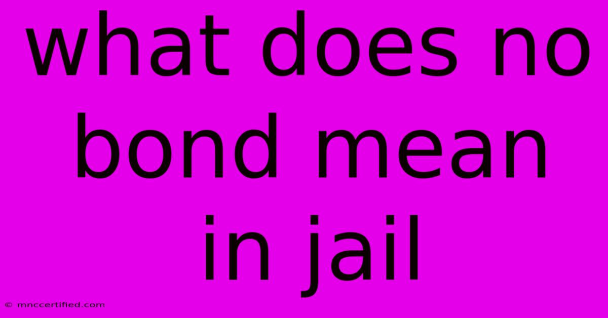 What Does No Bond Mean In Jail