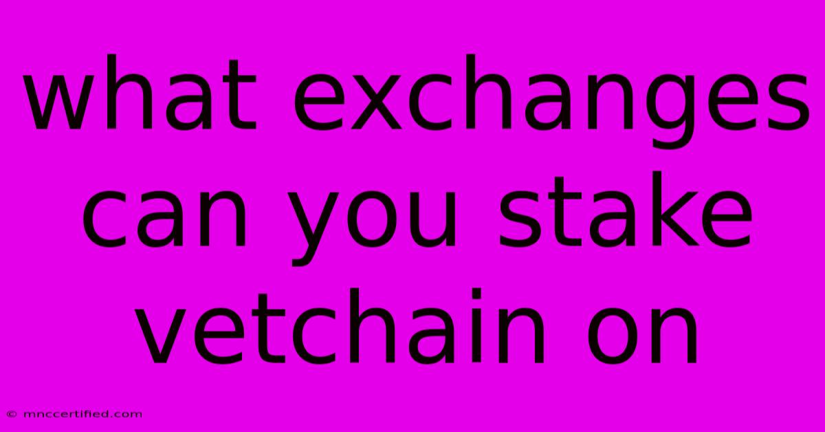 What Exchanges Can You Stake Vetchain On