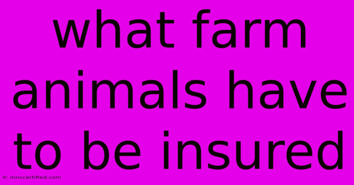 What Farm Animals Have To Be Insured