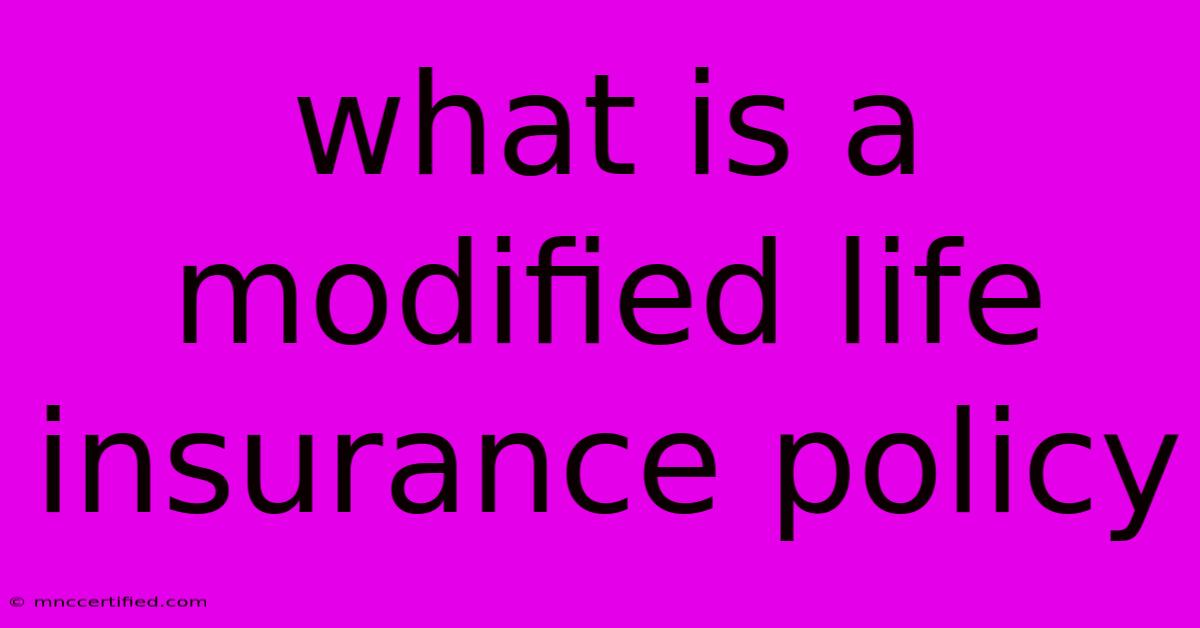 What Is A Modified Life Insurance Policy