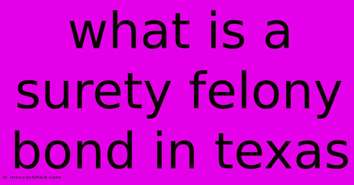 What Is A Surety Felony Bond In Texas