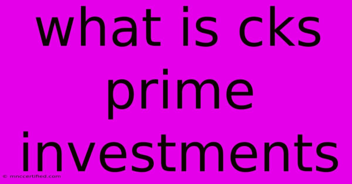 What Is Cks Prime Investments