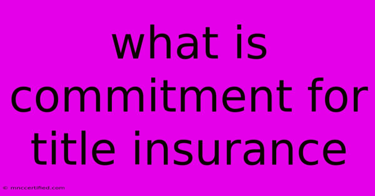 What Is Commitment For Title Insurance