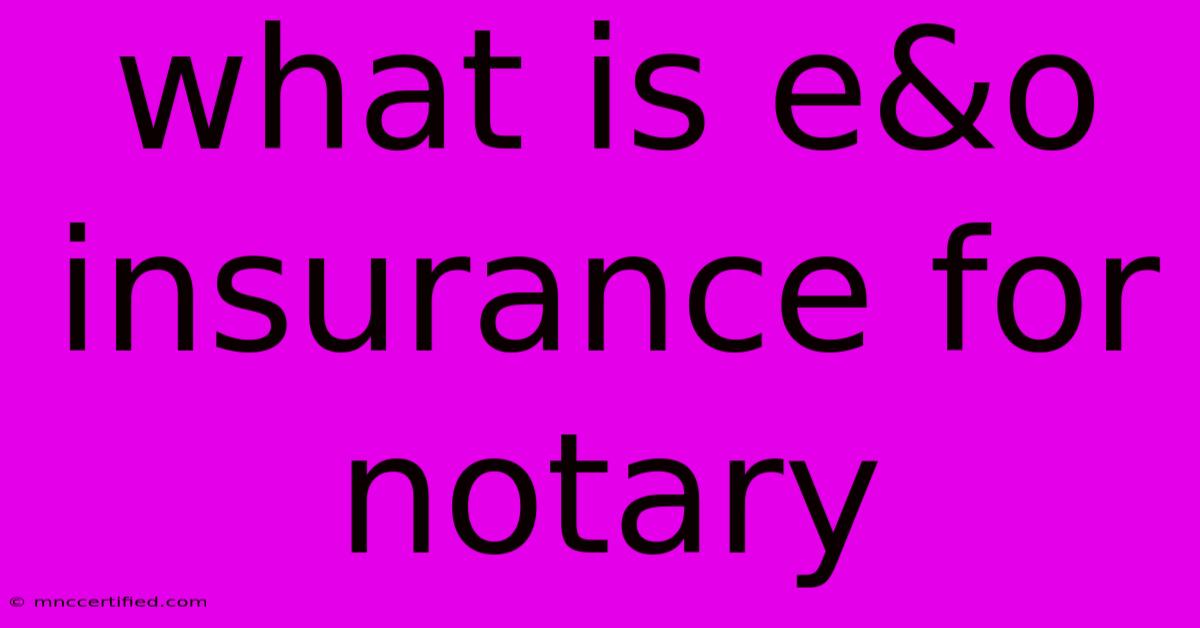 What Is E&o Insurance For Notary