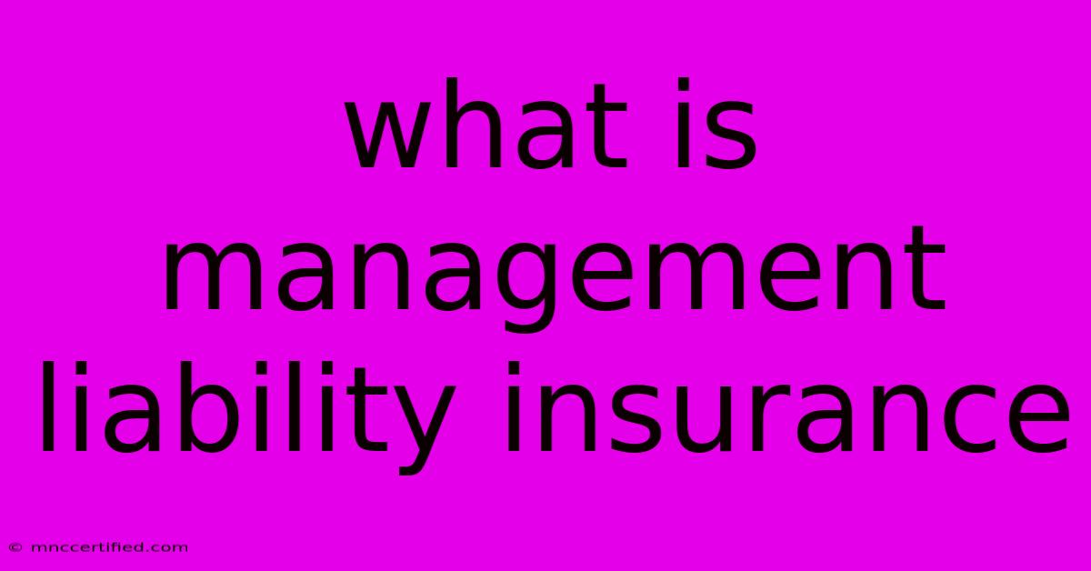 What Is Management Liability Insurance