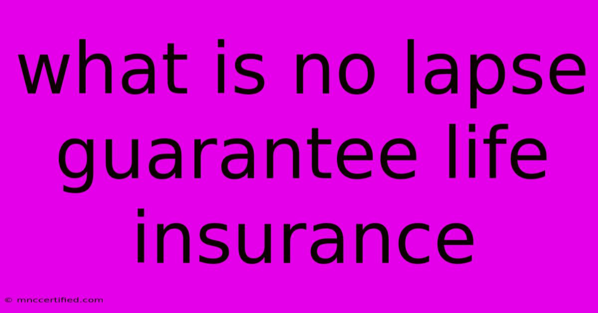 What Is No Lapse Guarantee Life Insurance