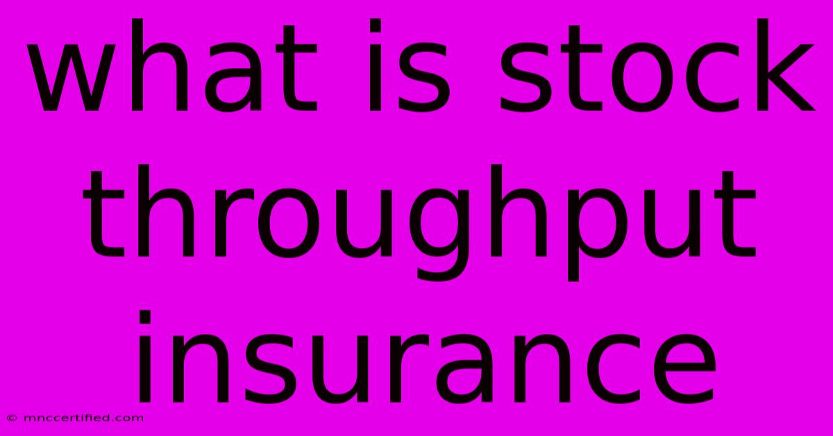 What Is Stock Throughput Insurance