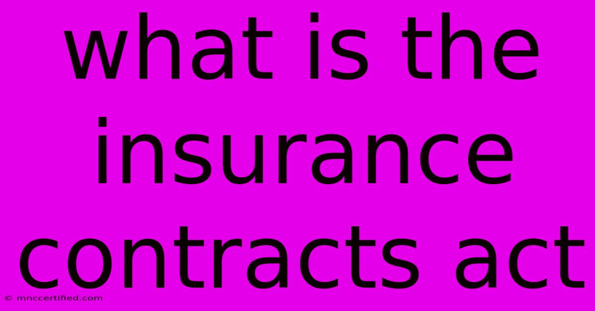 What Is The Insurance Contracts Act