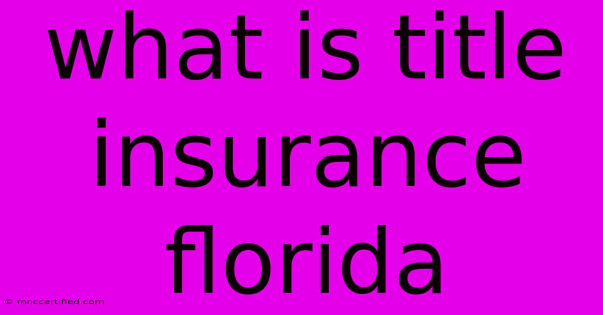 What Is Title Insurance Florida