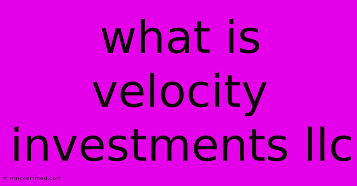 What Is Velocity Investments Llc