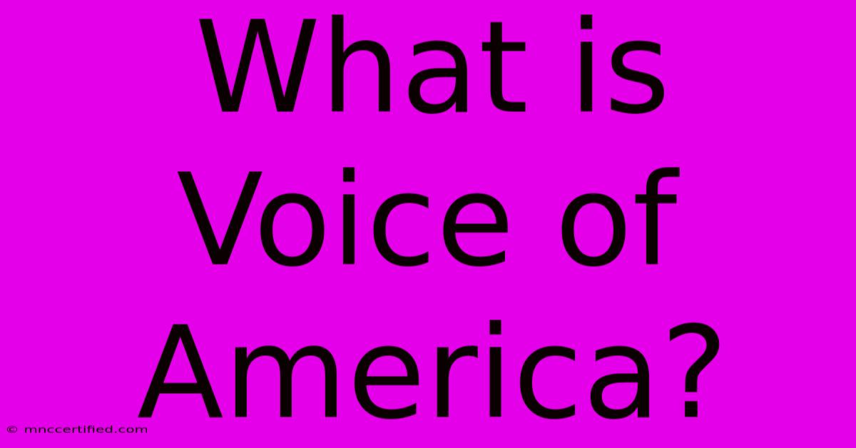 What Is Voice Of America?