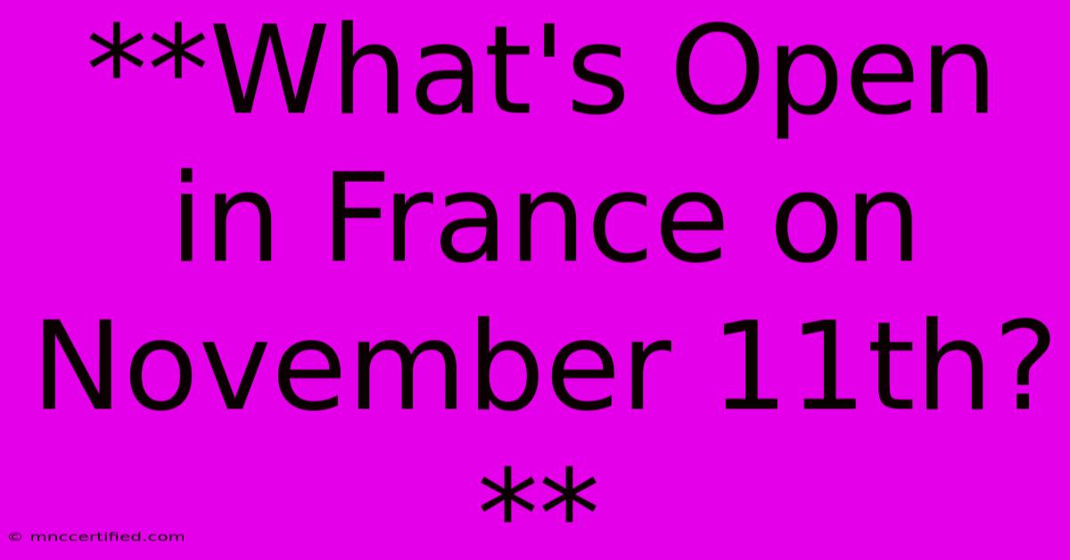 **What's Open In France On November 11th?**