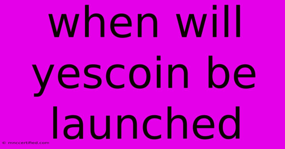 When Will Yescoin Be Launched