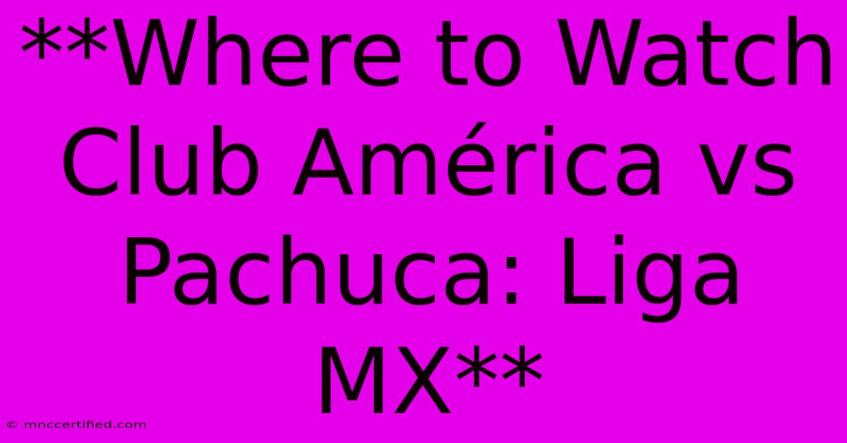 **Where To Watch Club América Vs Pachuca: Liga MX**