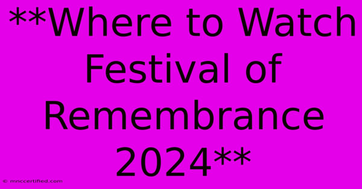 **Where To Watch Festival Of Remembrance 2024**