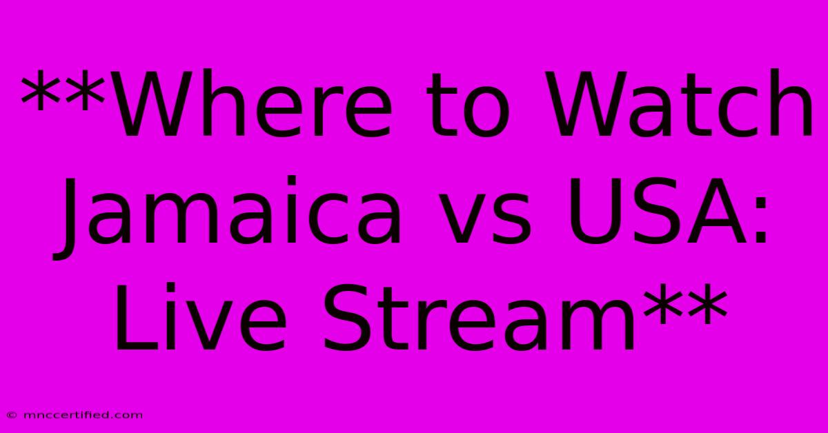 **Where To Watch Jamaica Vs USA: Live Stream** 